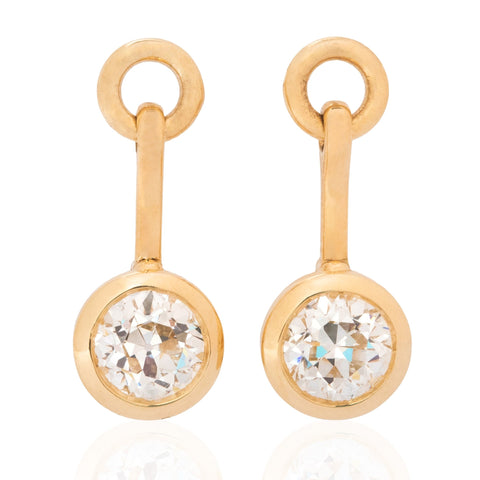 1.35ctw Old European Cut Diamond Drop Earrings