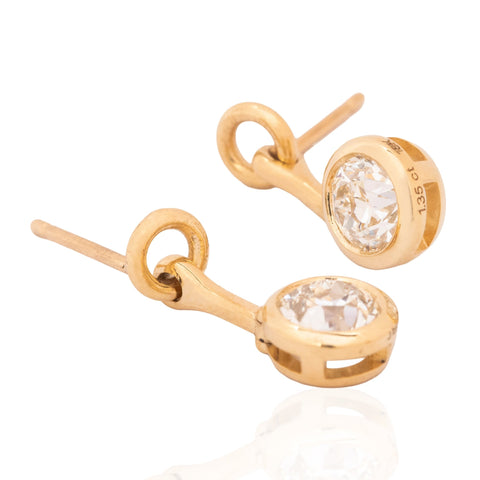 1.35ctw Old European Cut Diamond Drop Earrings