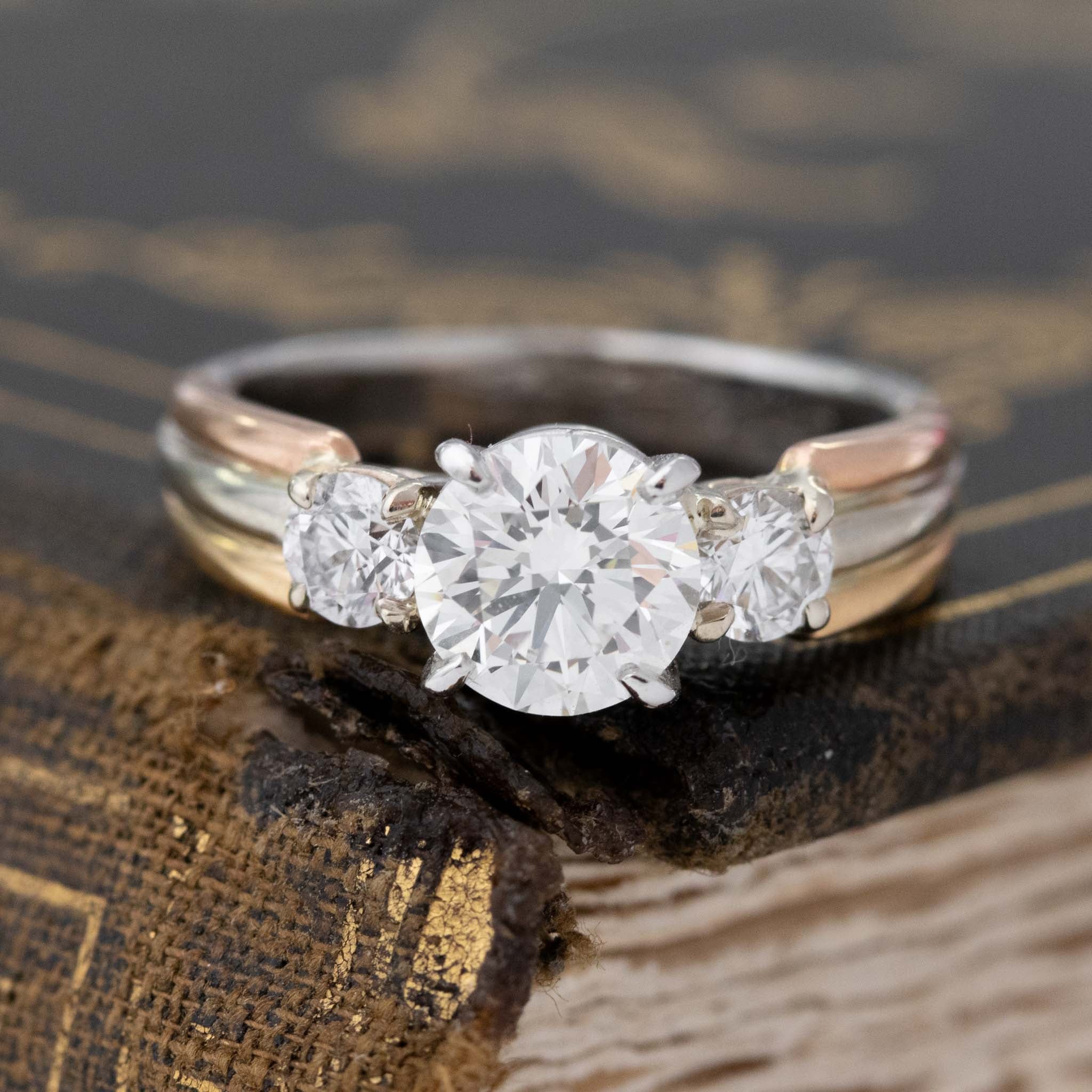 1.35ctw Round Brilliant Cut Vintage Trinity Ring, by Cartier.