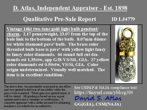 1.35ctw Vintage Diamond Pave Light Bulb Pendant