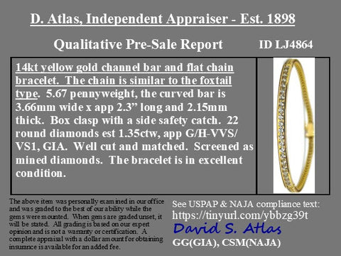 1.35ctw Vintage Round Brilliant Cut Diamond Bar Bracelet