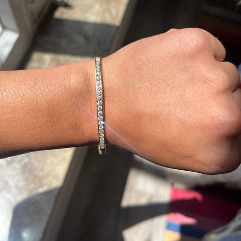 1.35ctw Vintage Round Brilliant Cut Diamond Bar Bracelet