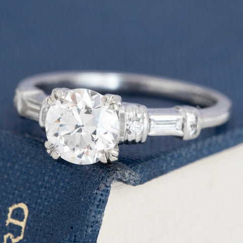 1.35ctw Vintage Transitional Cut Diamond Ring, GIA F VS1