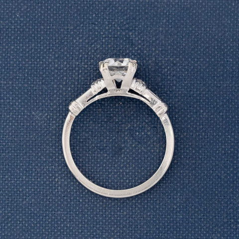 1.35ctw Vintage Transitional Cut Diamond Ring, GIA F VS1