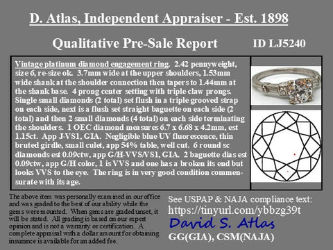 1.35ctw Vintage Transitional Cut Diamond Ring, GIA F VS1