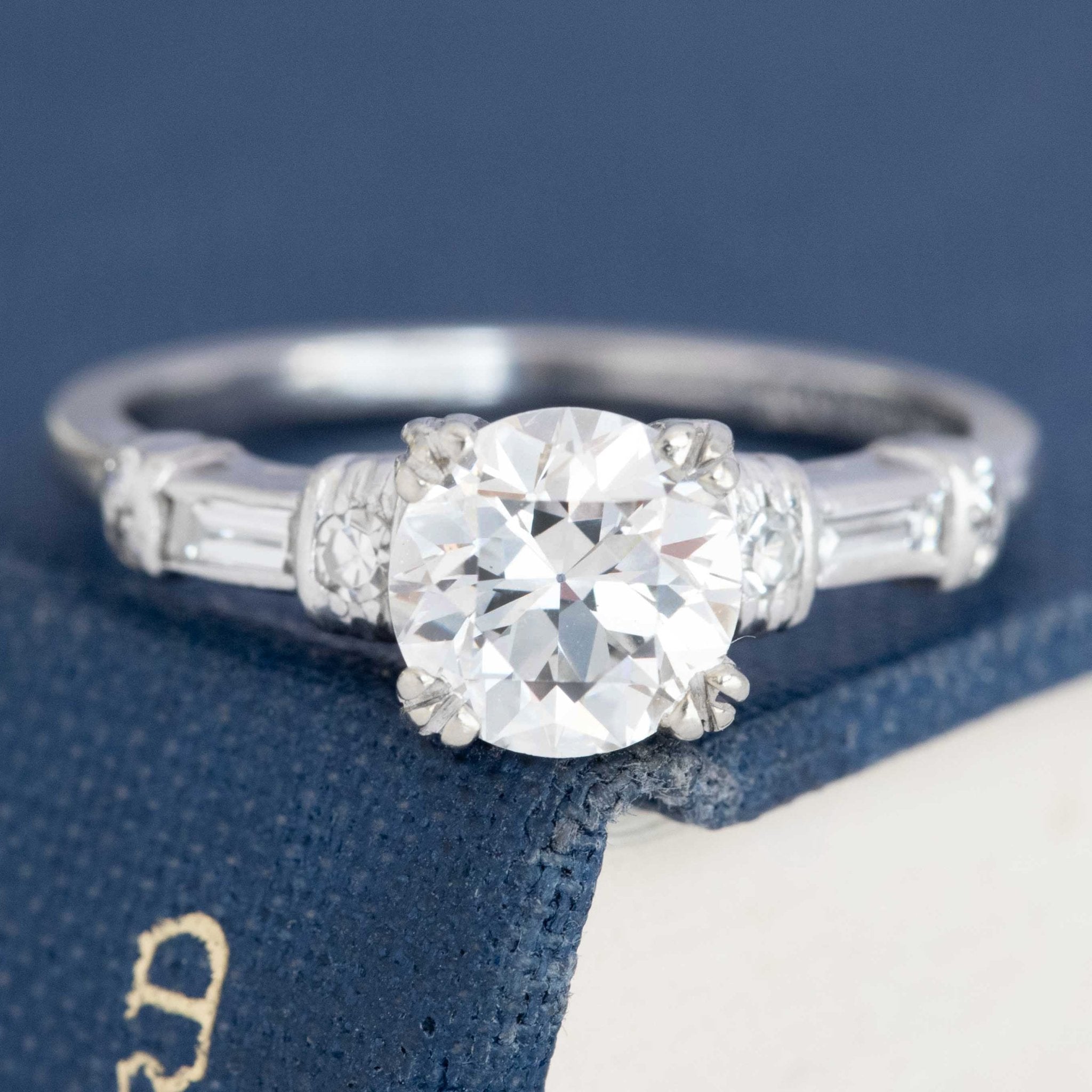 1.35ctw Vintage Transitional Cut Diamond Ring, GIA F VS1