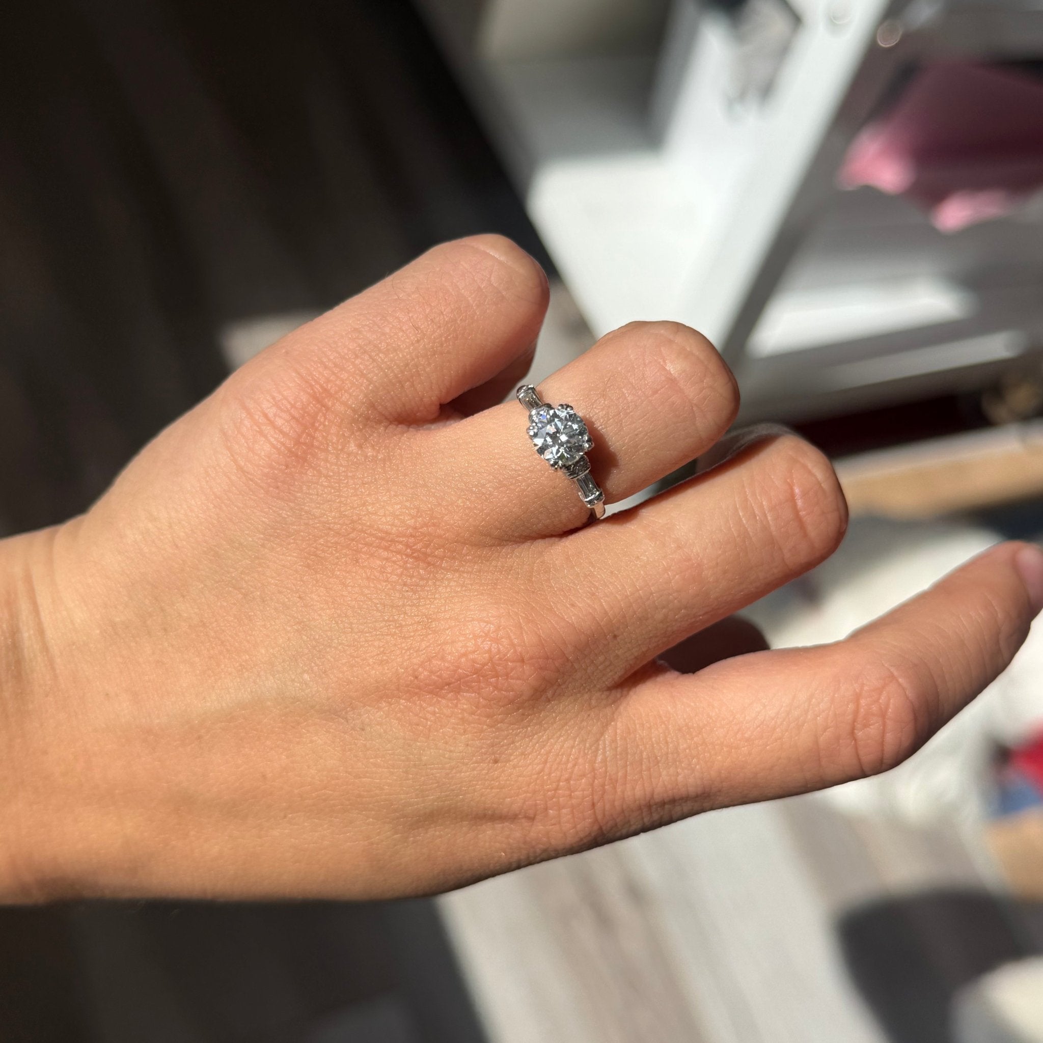 1.35ctw Vintage Transitional Cut Diamond Ring, GIA F VS1