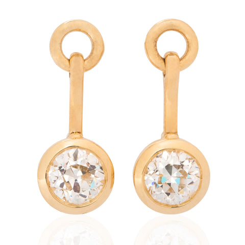 1.35ctw Old European Cut Diamond Drop Earrings