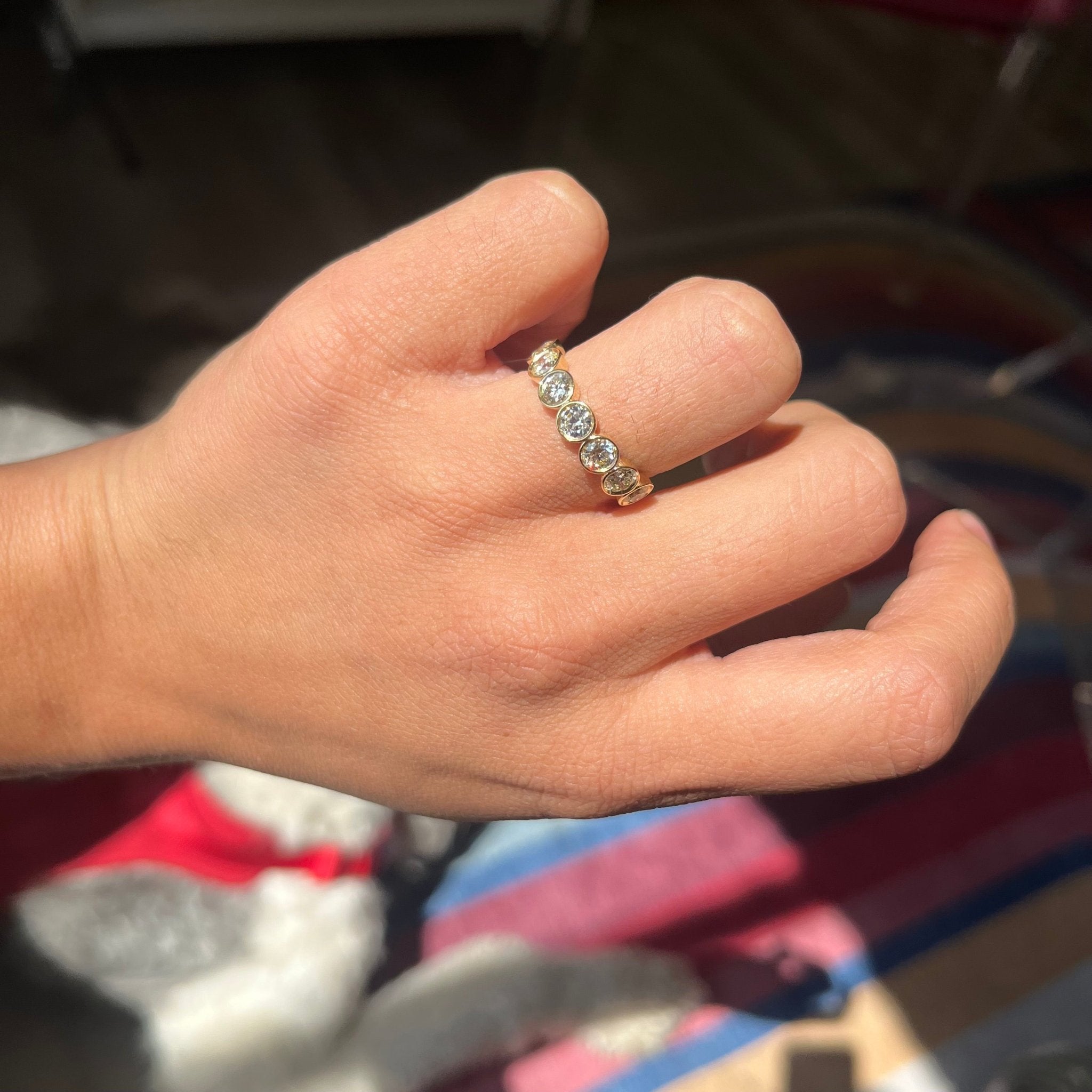 1.36ctw Old European Cut Diamond Bezel Half-Hoop Band