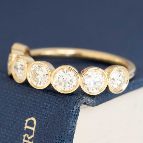 1.36ctw Old European Cut Diamond Bezel Half-Hoop Band