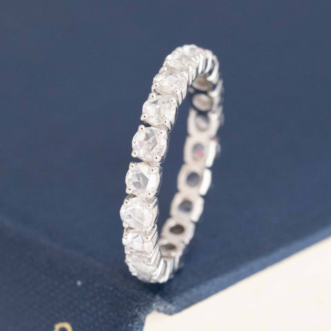 1.36ctw Round Rose Cut Diamond Eternity Band