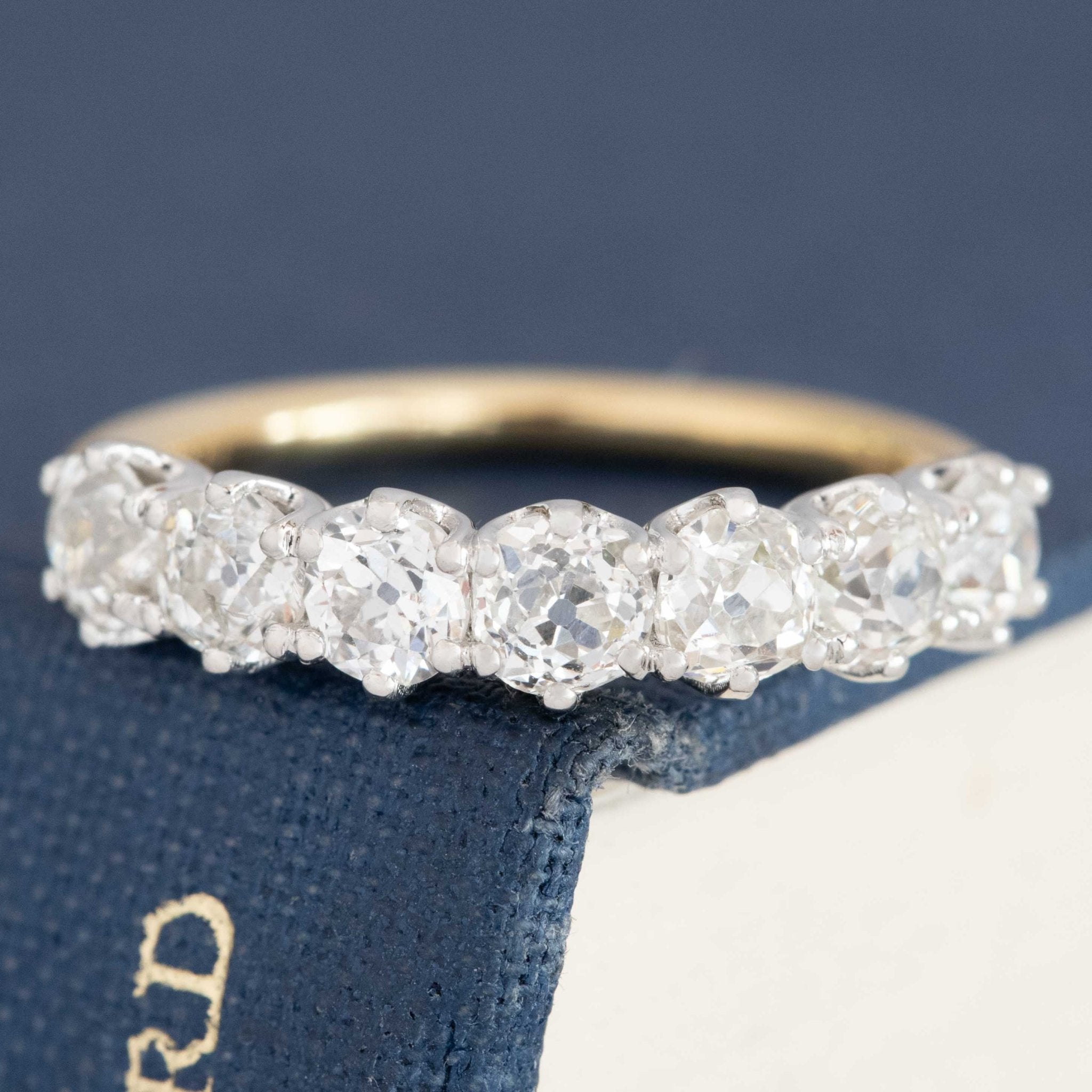 1.37ctw Old Mine Cut Diamond 7-Stone Band