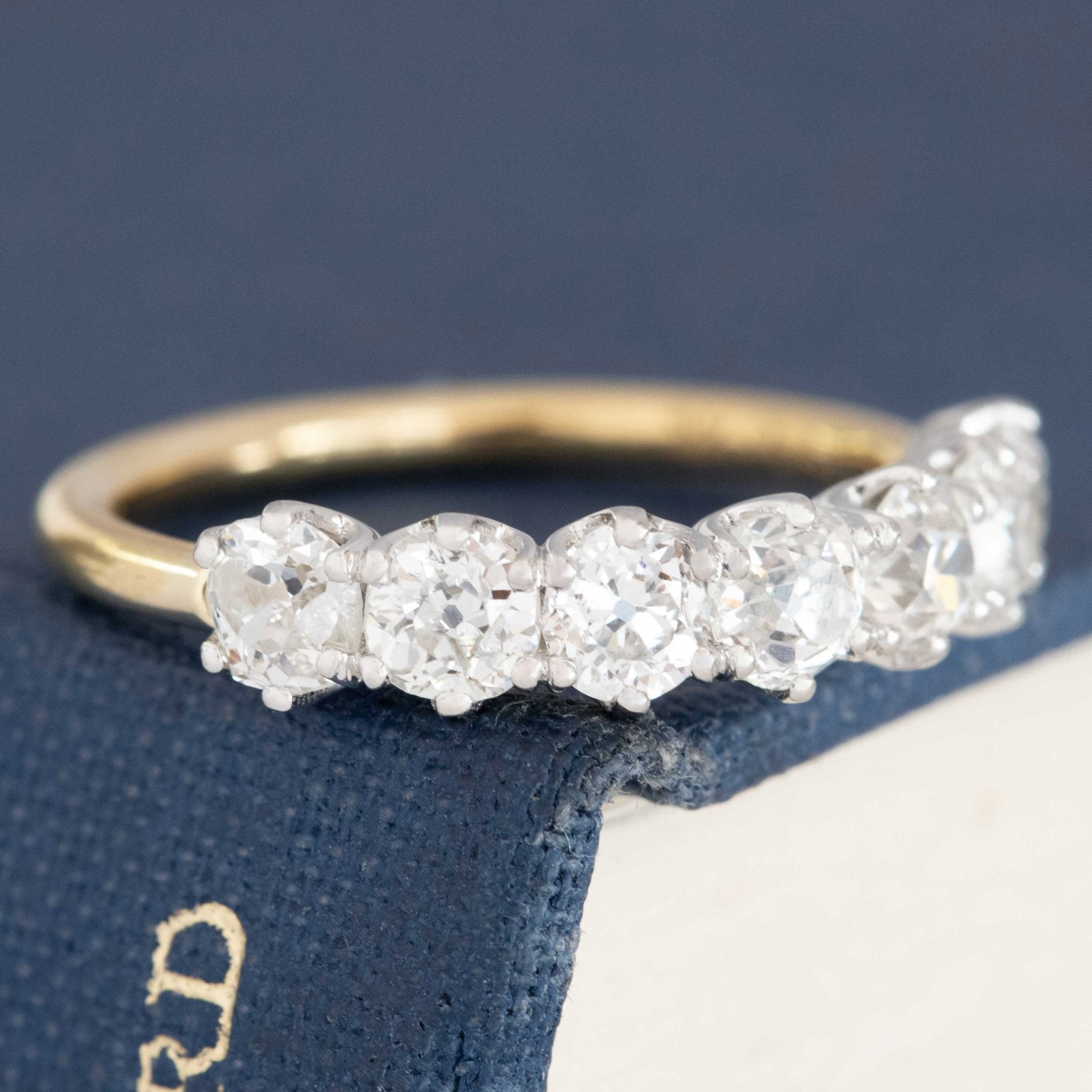 1.37ctw Old Mine Cut Diamond 7-Stone Band