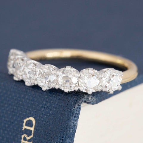 1.37ctw Old Mine Cut Diamond 7-Stone Band