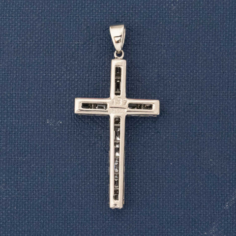 1.37ctw Vintage Baguette Cut Diamond Cross Pendant