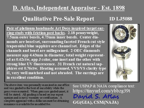 1.38ctw Old European Cut Diamond & Sapphire Target Earrings