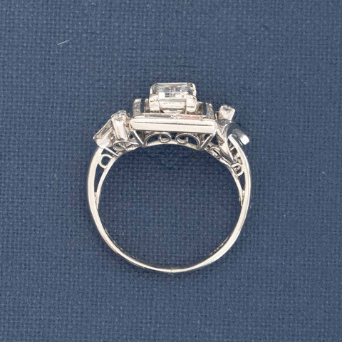 1.39ctw Fancy Emerald Cut Diamond Frame Ring