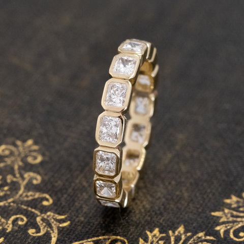 1.39ctw Radiant Cut Diamond Bezel Eternity Band