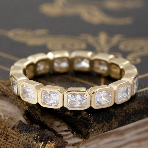 1.39ctw Radiant Cut Diamond Bezel Eternity Band
