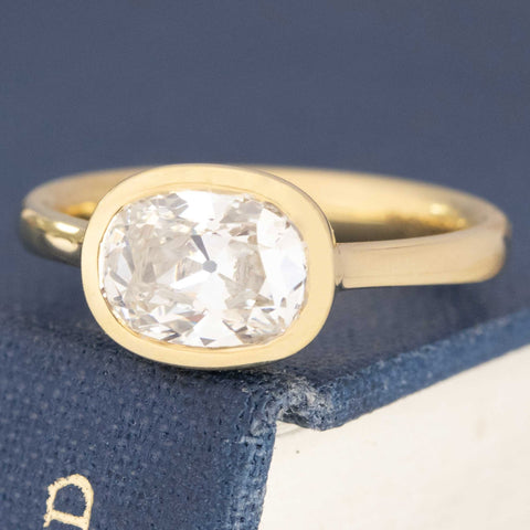 1.40ct Oval Old Mine Cut Diamond Bezel Solitaire