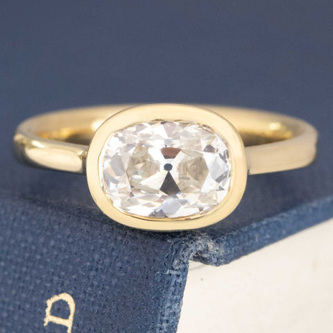 1.40ct Oval Old Mine Cut Diamond Bezel Solitaire