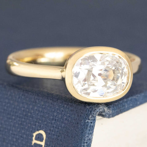 1.40ct Oval Old Mine Cut Diamond Bezel Solitaire