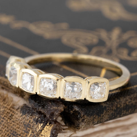 1.40ctw Old Mine Cut Diamond Bezel Band