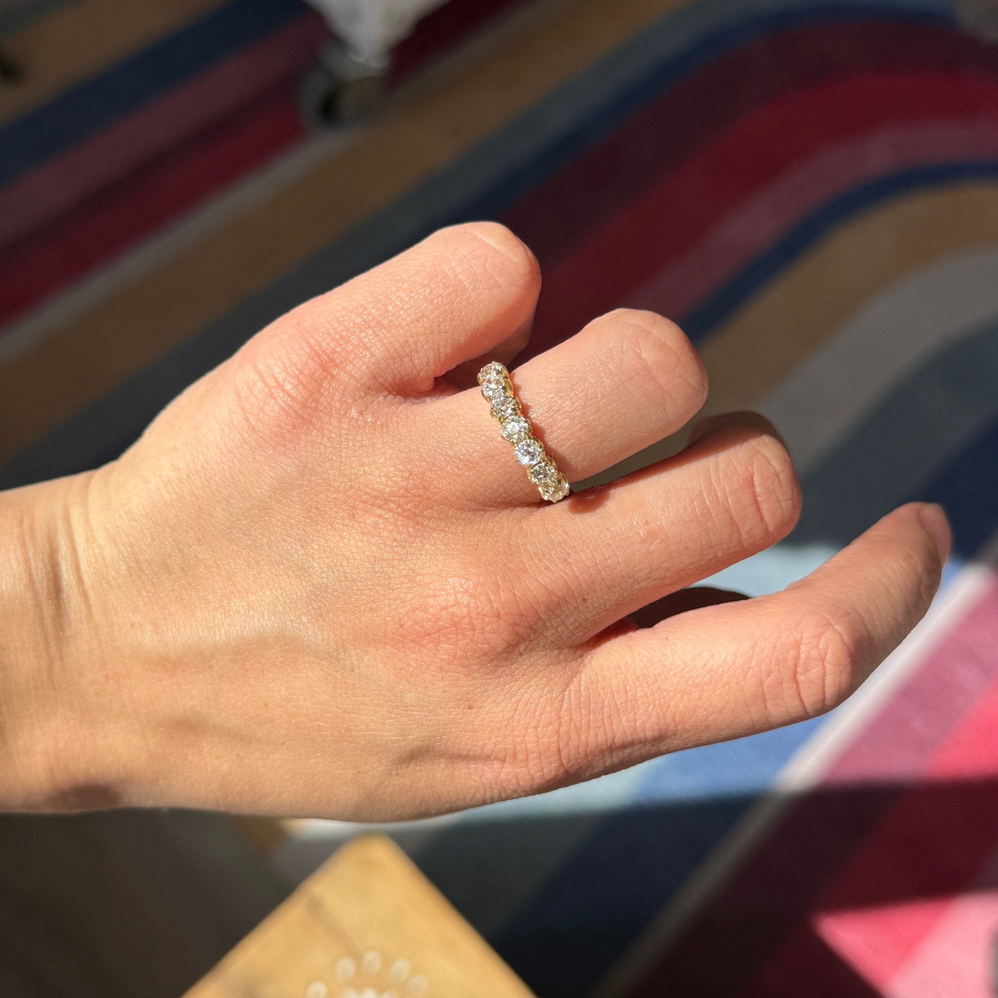 1.40ctw Old Mine Cut Diamond Half-Hoop Band