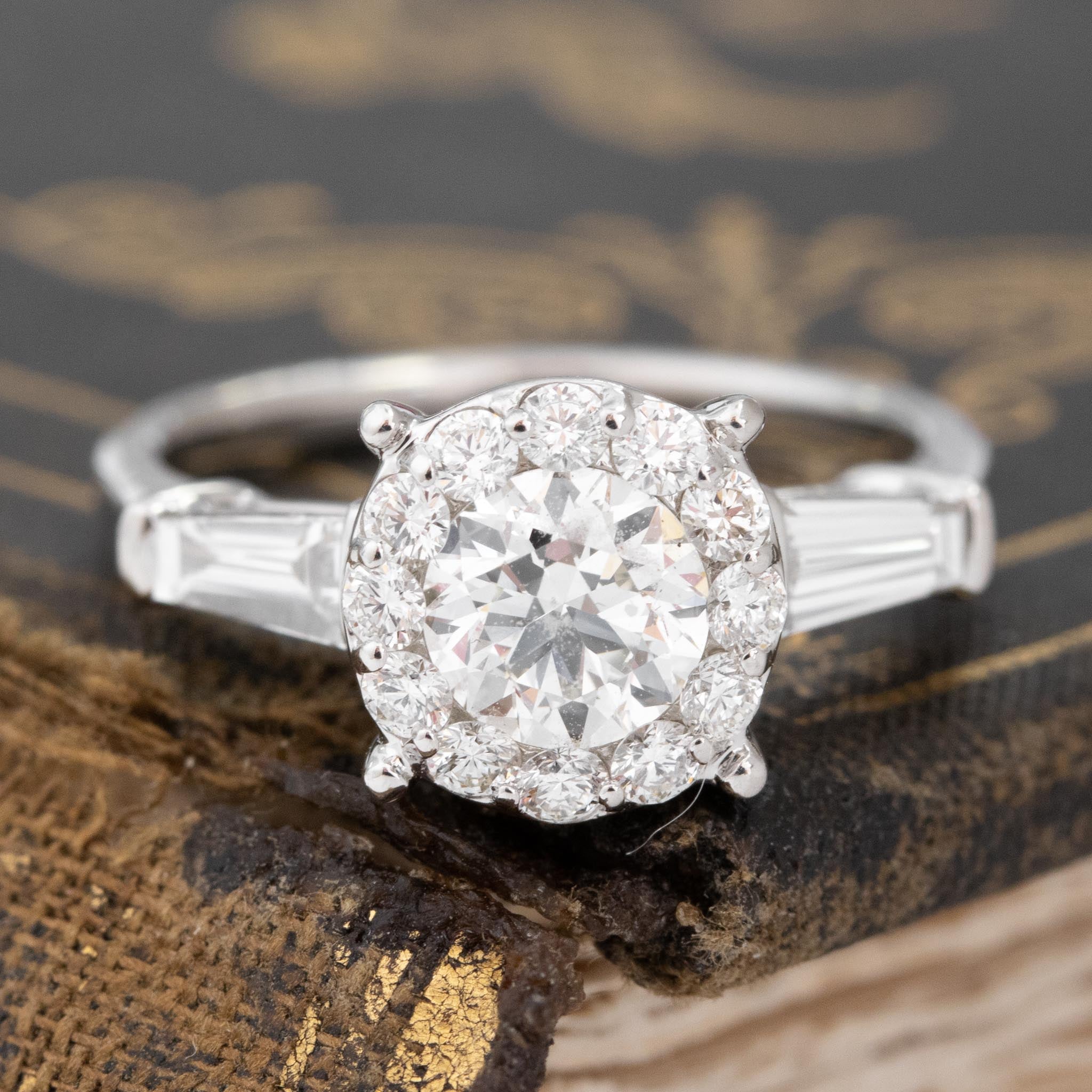 1.40ctw Transitional Cut Diamond Halo Ring