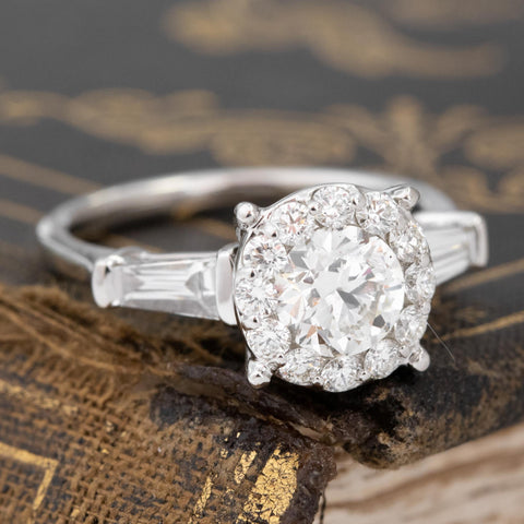 1.40ctw Transitional Cut Diamond Halo Ring