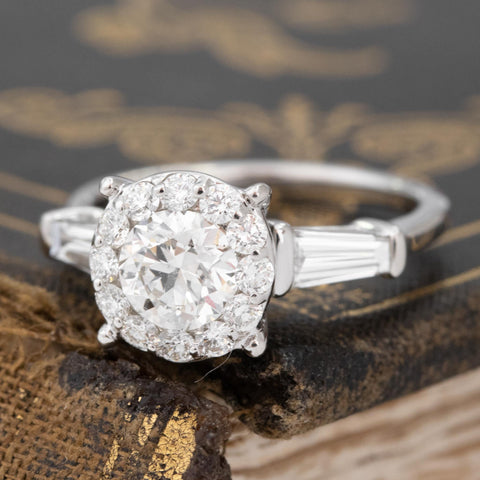 1.40ctw Transitional Cut Diamond Halo Ring