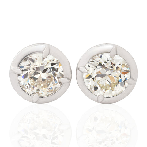 1.40ctw Old European Cut Diamond Stud Earrings