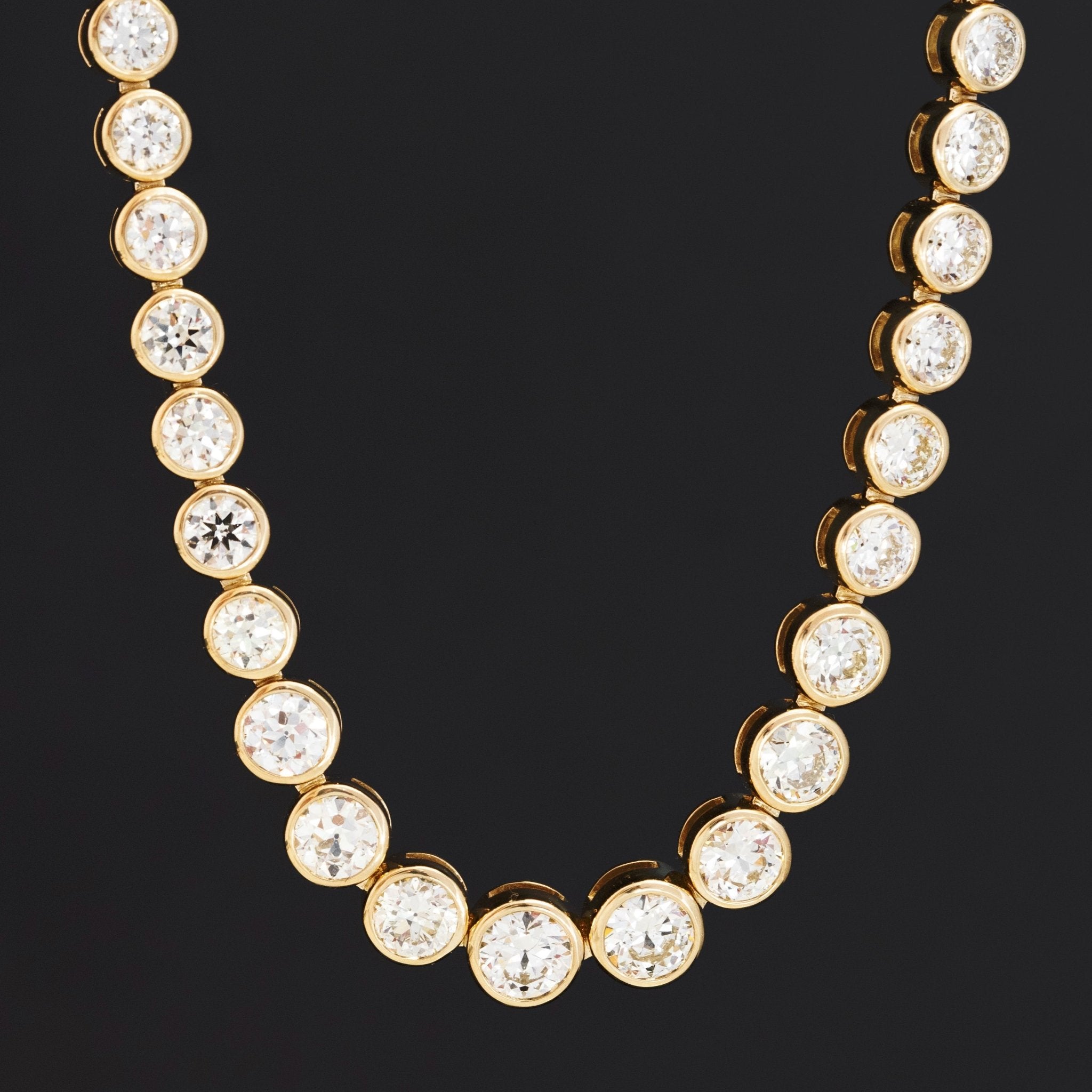 14.11ctw Old European Cut Diamond Graduated Tennis Necklace