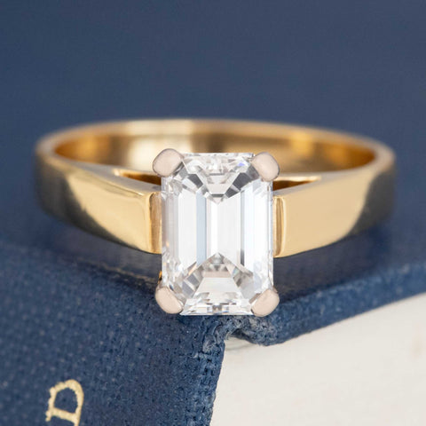 1.41ct Emerald Cut Diamond Solitaire GIA E VS1