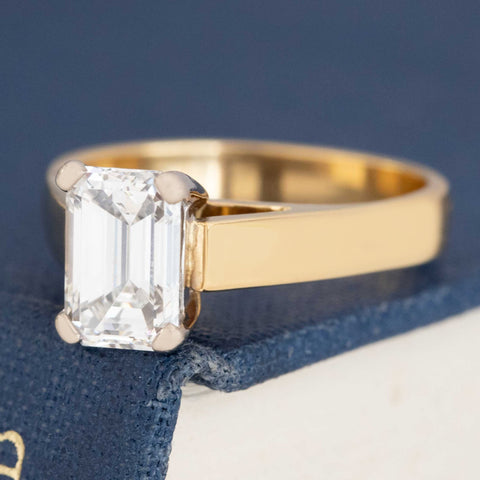 1.41ct Emerald Cut Diamond Solitaire GIA E VS1