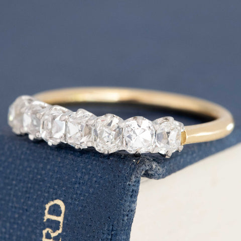 1.41ctw Old Mine Cut Diamond 7-Stone Band