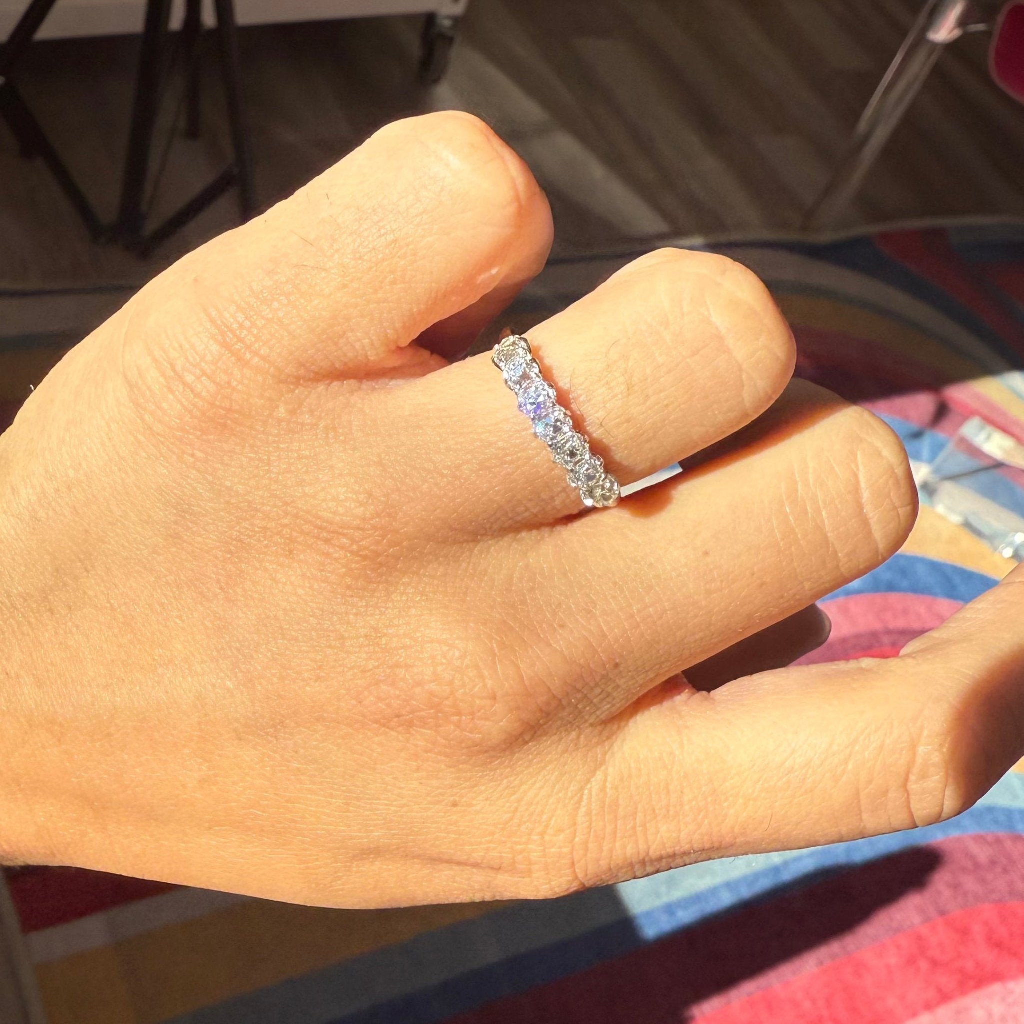 1.41ctw Old Mine Cut Diamond 7-Stone Band