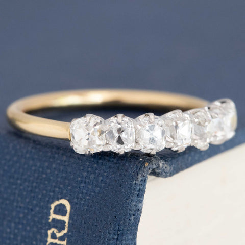 1.41ctw Old Mine Cut Diamond 7-Stone Band