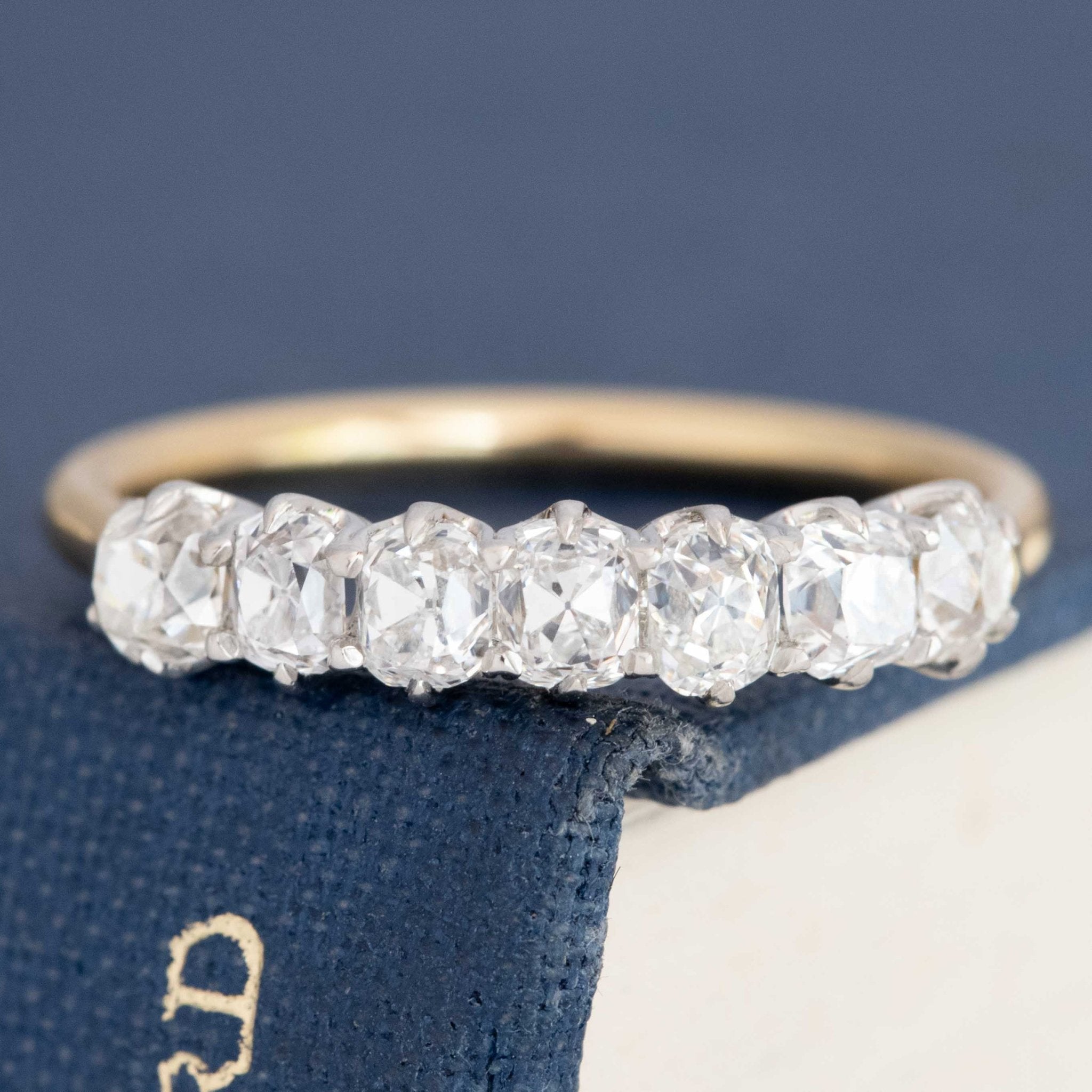 1.41ctw Old Mine Cut Diamond 7-Stone Band