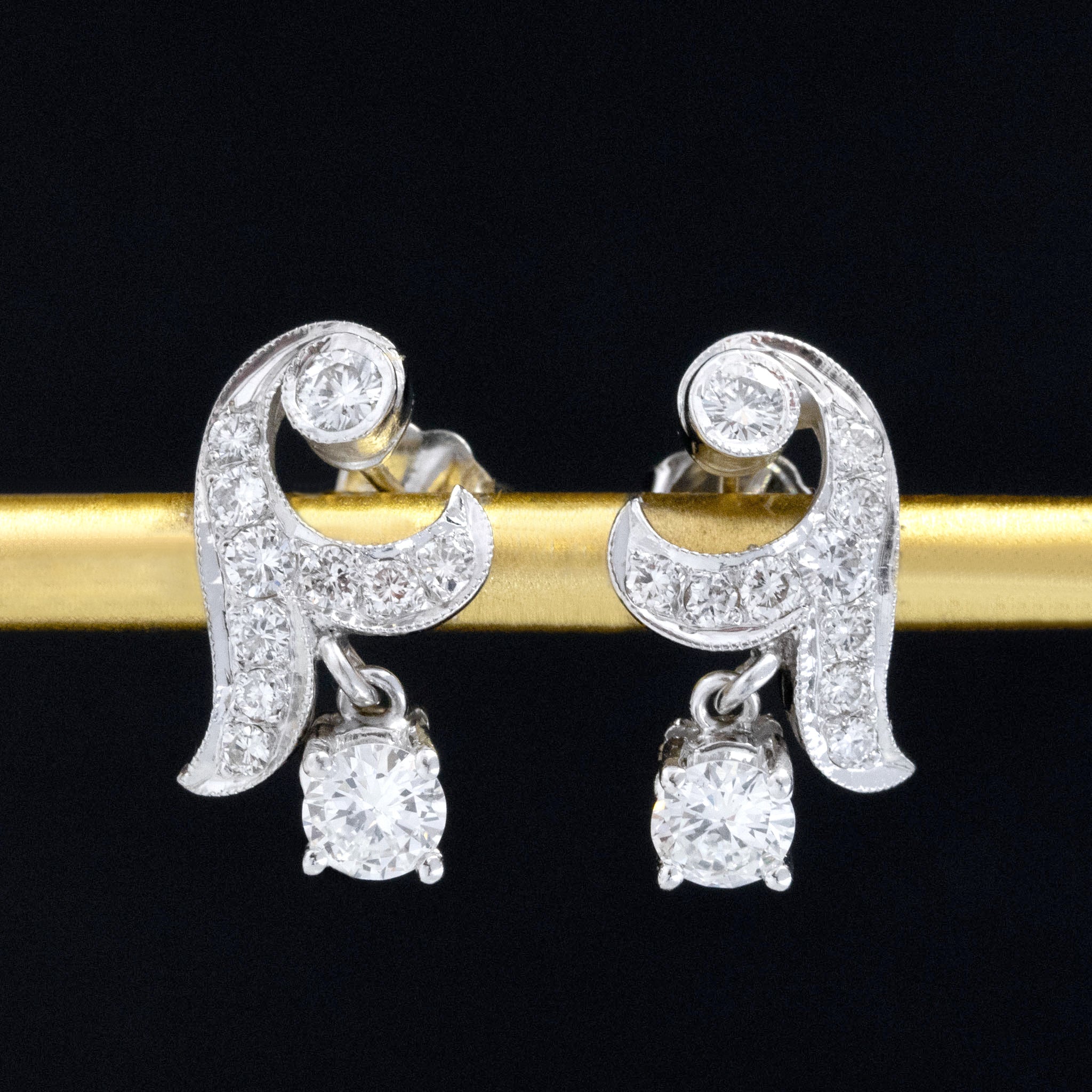 1.41ctw Vintage Diamond Drop Earrings