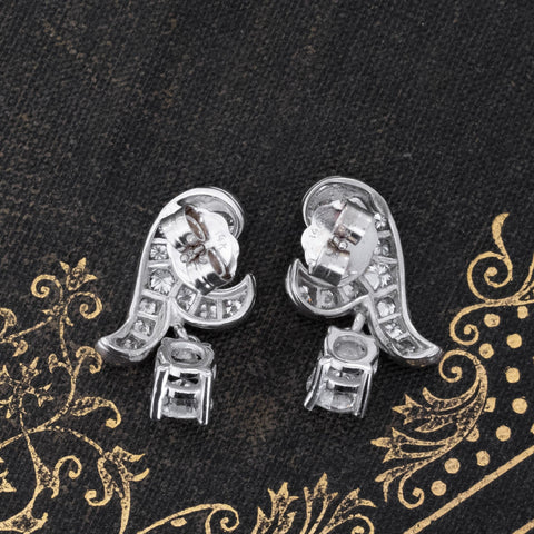 1.41ctw Vintage Diamond Drop Earrings