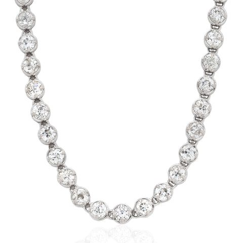 14.20ctw Old European Cut Diamond Tennis Necklace