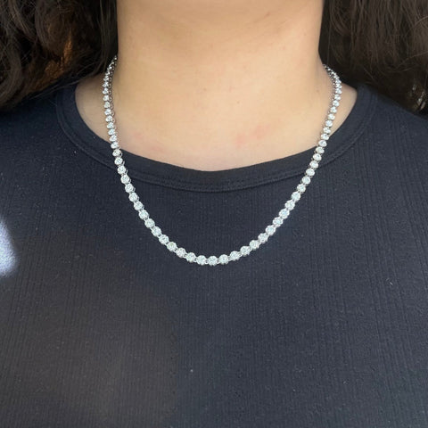 Old European cut diamond riviere tennis necklace, 14.20ctw, platinum, 16 to 18 inch – alternate view 3
