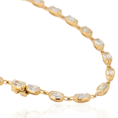 20.07ctw Oval Step Cut Diamond Bezel Tennis Necklace
