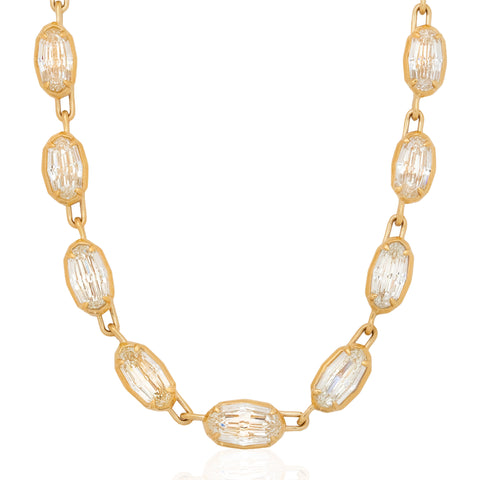 20.07ctw Oval Step Cut Diamond Bezel Tennis Necklace