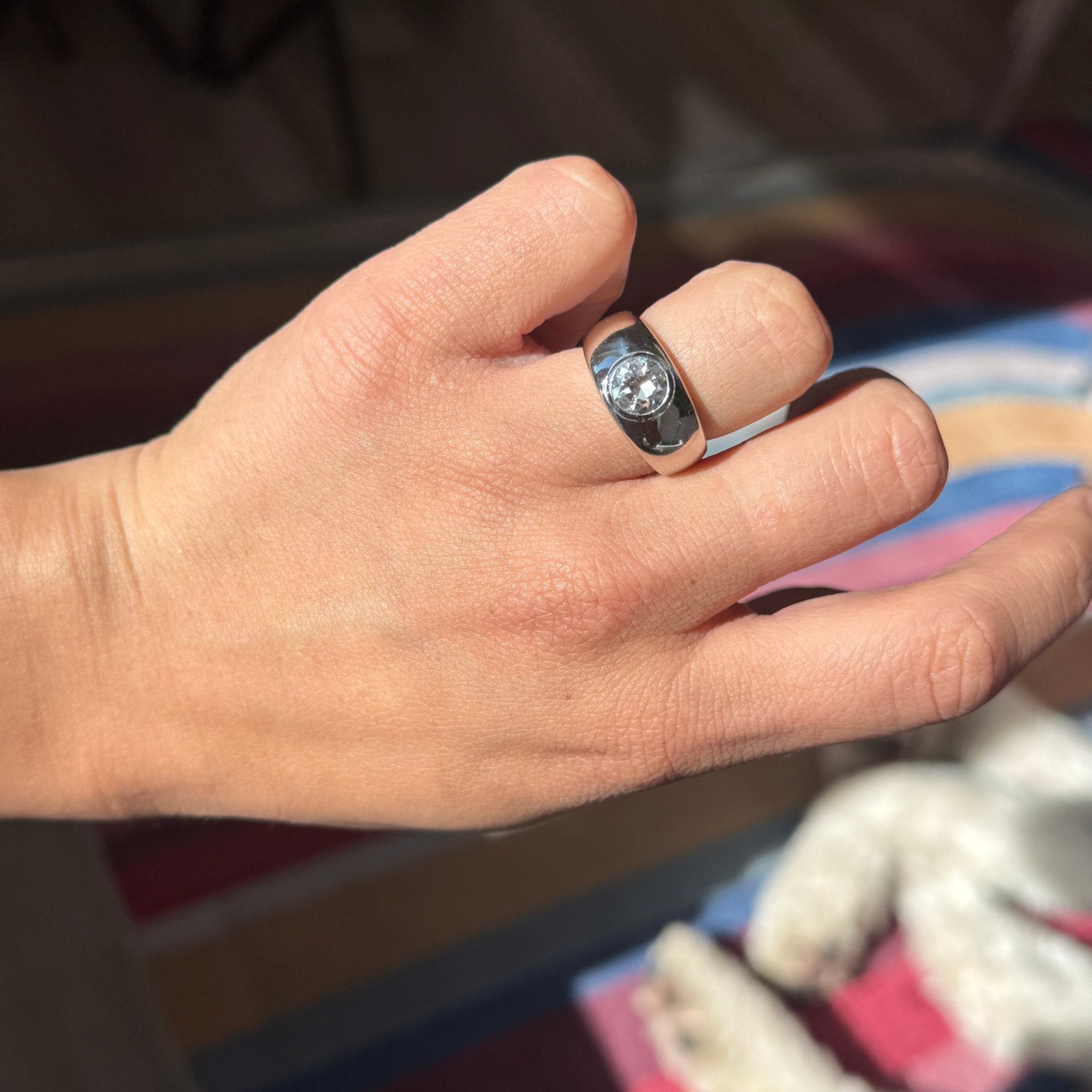 1.42ct Transitional Cut Diamond Bezel Solitaire, GIA