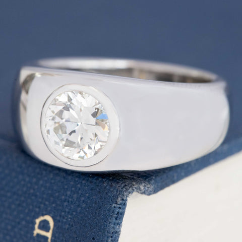 1.42ct Transitional Cut Diamond Bezel Solitaire, GIA