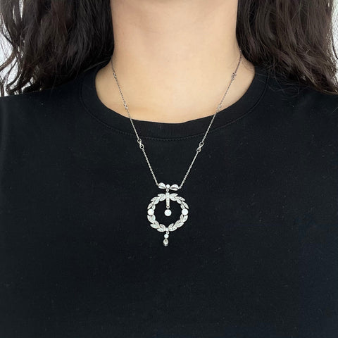 1.42ctw Edwardian Diamond Wreath Pendant