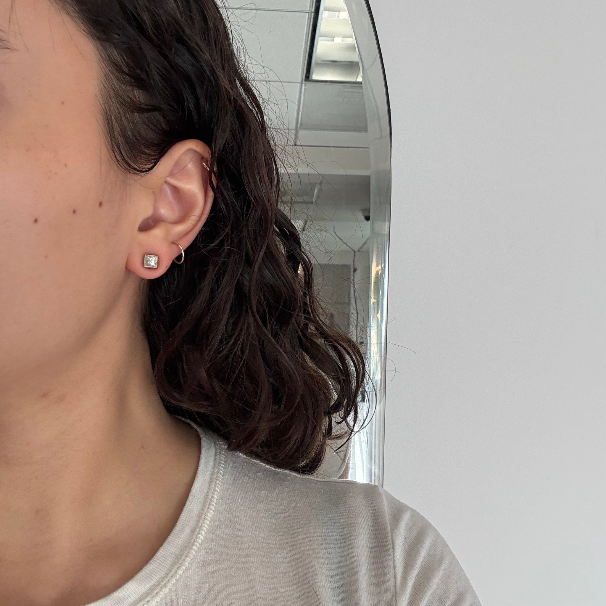 1.42ctw French Cut Diamond Bezel Stud Earrings