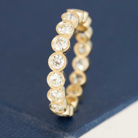 1.42ctw Old European Cut Diamond Bezel Eternity Band